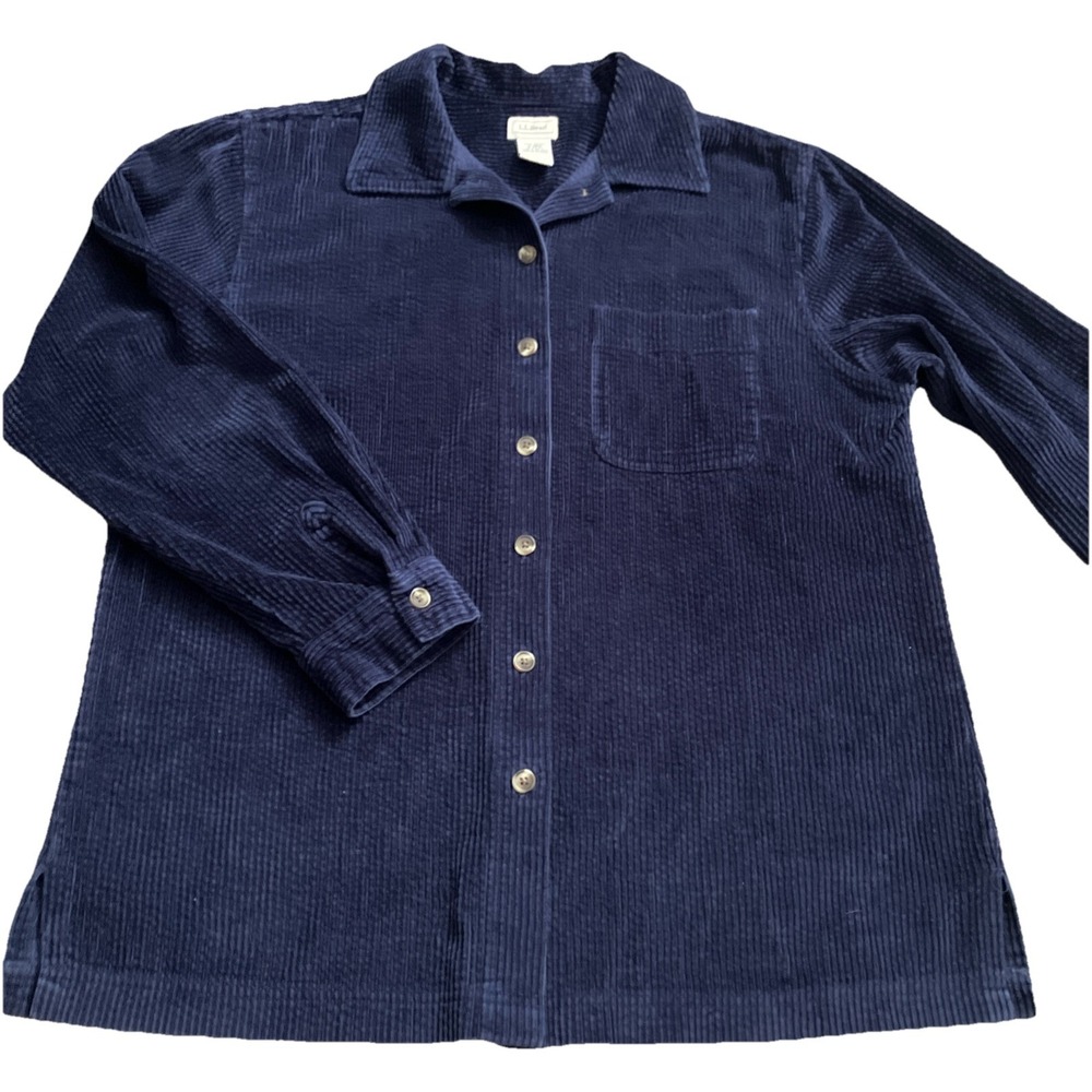 L.L. Bean Corduroy Shirt Jacket Women Medium Blue Button Down 0 JTj1